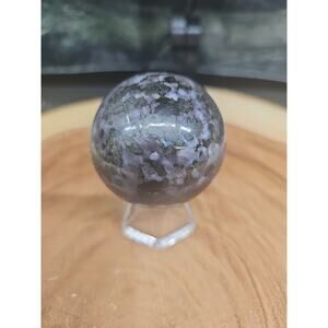 1eachNatural Black Flower of Fog Jasper Quartz Crystal Sphere W/stand 50mm/55mm